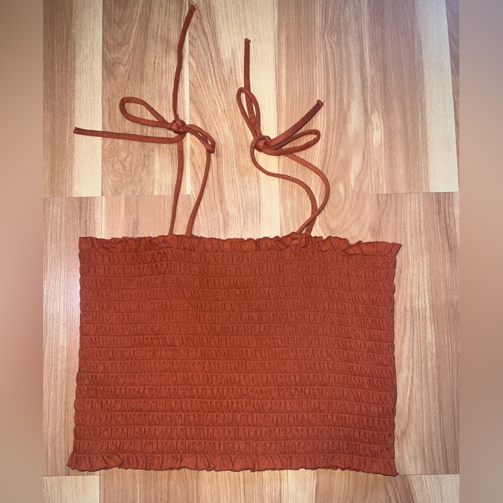 Wild Fable Burnt Orange Ribbed Crop Top